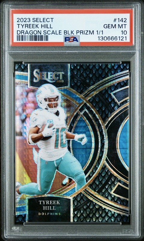 2023 Panini Select Dragon Scale Black Prizm #142 Tyreek Hill 1/1 PSA 10 GEM MINT