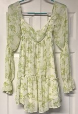 Urban Outfitters SZ: XS TP,  Lannette Green Fairy Print Long Sleeve Dress NWOT 