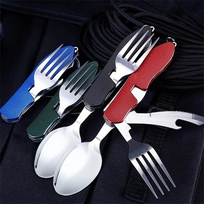  Foldable Camping Utensil Set - Multi-Functional Knife, Fork, Spoon Combo Picnic