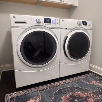 #ad GE Front Loading Electric Washer amp; Dryer Set White Steam Technology $800.00