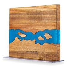 Magnetic Knife Block with Steel Base, Double Sided Knife Holder Made of Acaci...
