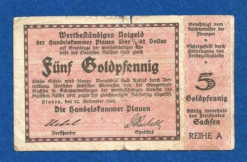 09 288 emergency money stable in value Plauen, Chamber of Commerce 5 Goldpfg. 1/2 /42 dollar
