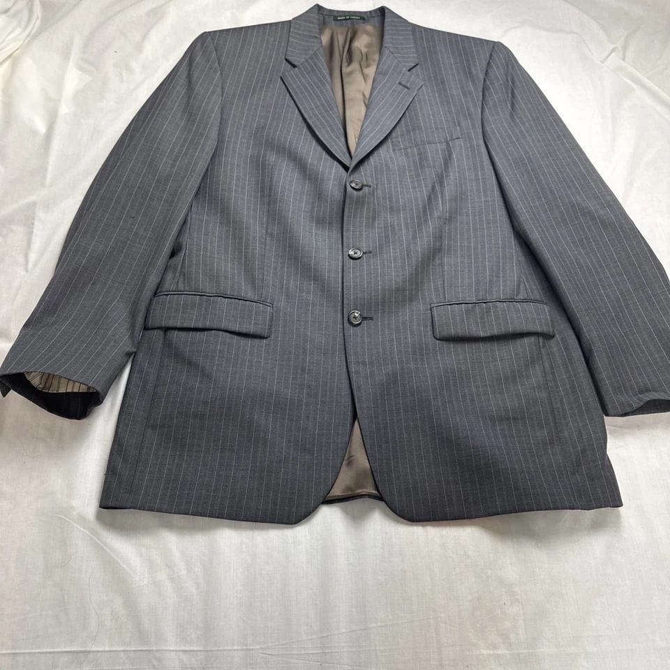 Винтажный Lauren Ralph Lauren в тонкую полоску костюм шерсти мужчин Sz 42R пальто 36 x 32 брюки «читать» - Изображение 2 из 4