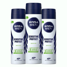 NIVEA Men Sensitive Protect 48hr Antiperspirant Deodorant Spray 150ml 3 Packs
