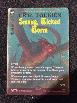 MTG The Hobbit Smaug, Wicked Worm Borderless 0245 Non-Foil