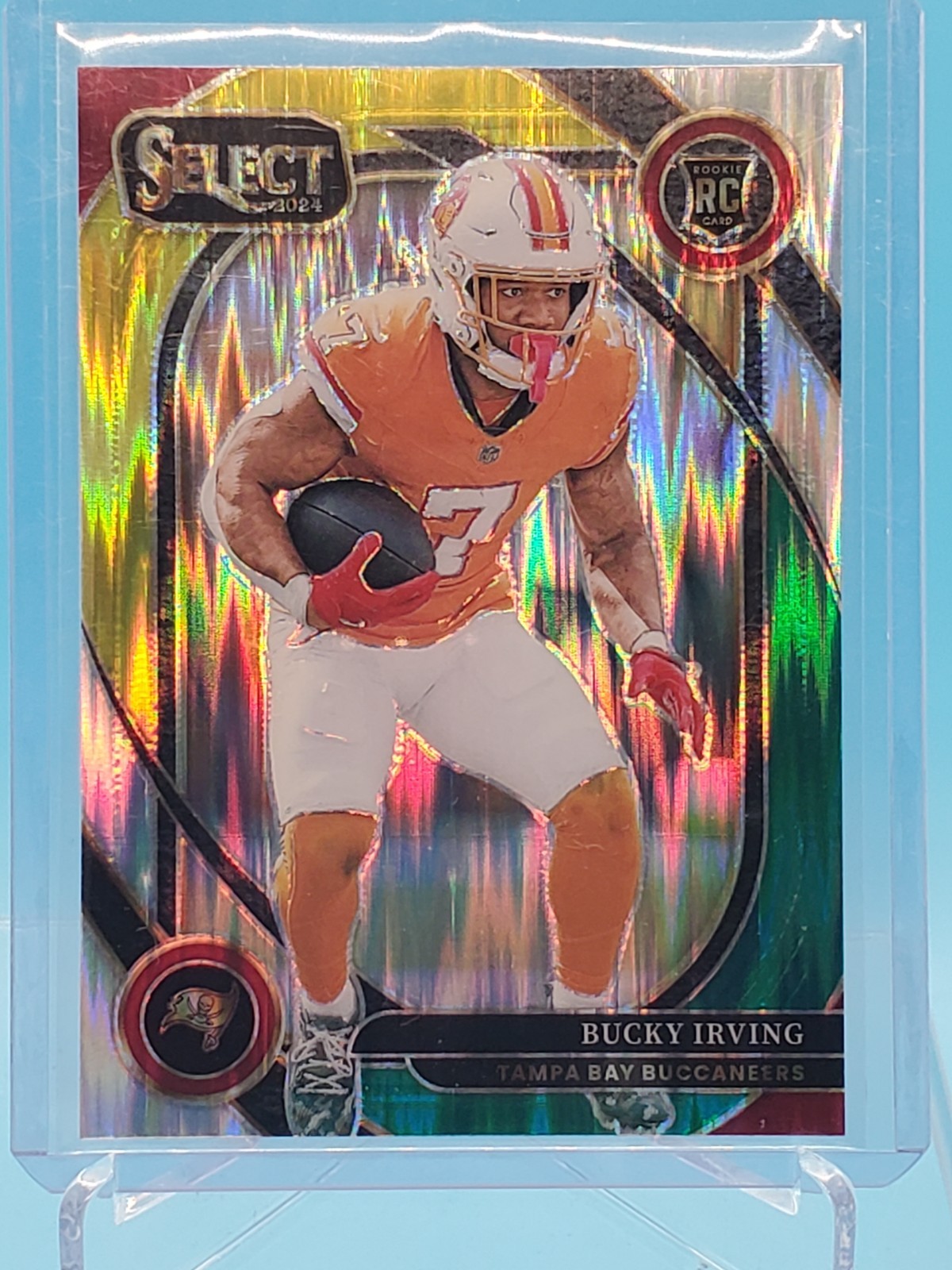 2024 Panini Select – Club Level Bucky Irving #239 Green & Yellow Shock Prizm (RC