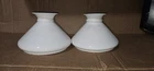 PAIR - White milk glass slant student lamp shades