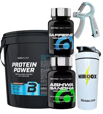 BioTechUSA-Protein Power 4000 g Soja-Isolat +Ashwagandah 60kap.+ Caffeine 100kap