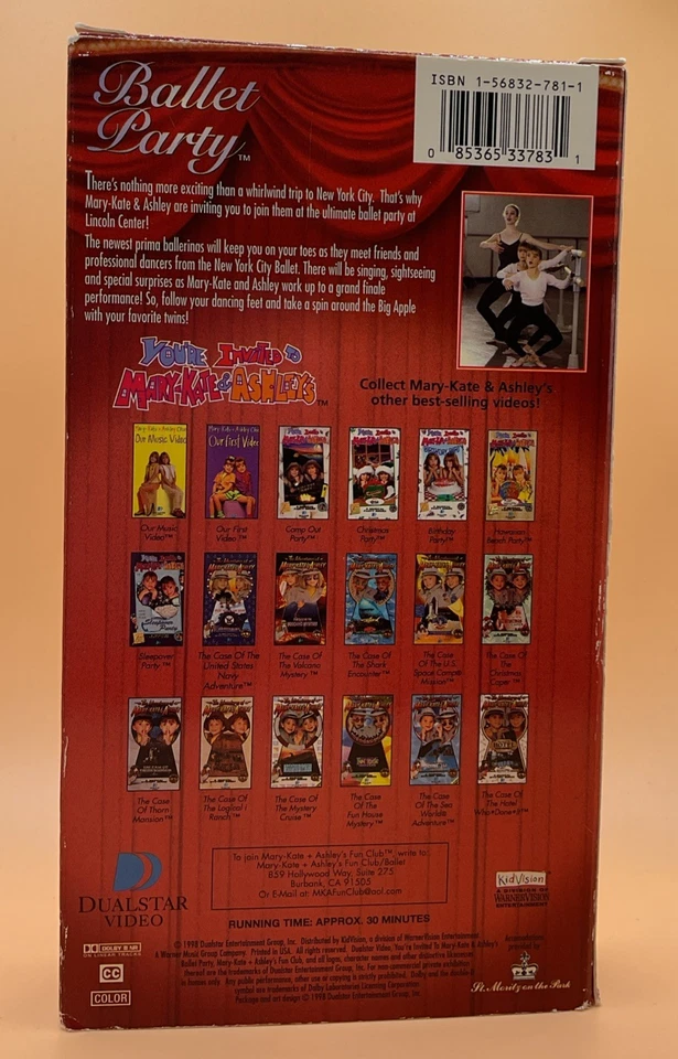 Mary Kate & Ashley's Ballet Party VHS 1998 You're Invited **Buy 2 Get 1 Free** - Image 2 of 3