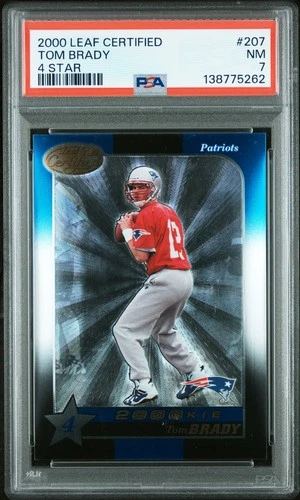 2000 Leaf Certified TOM BRADY ROOKIE BLUE 4 STAR /1500 PSA 7 PATRIOTS