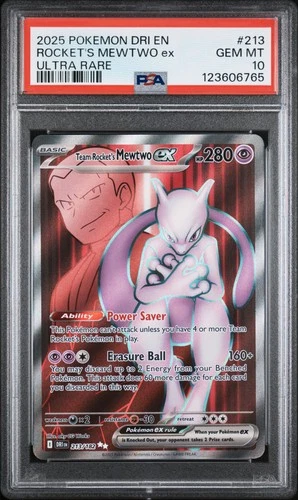 2025 POKEMON DRI EN-DESTINED RIVALS ULTRA RARE TEAM ROCKET'S MEWTWO EX PSA 10