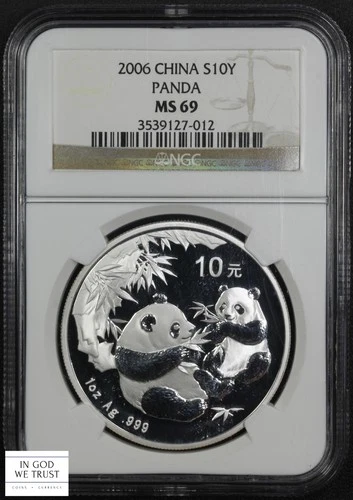 2006 China 1 Oz Silver Panda Ten Yuan 10Y NGC MS 69