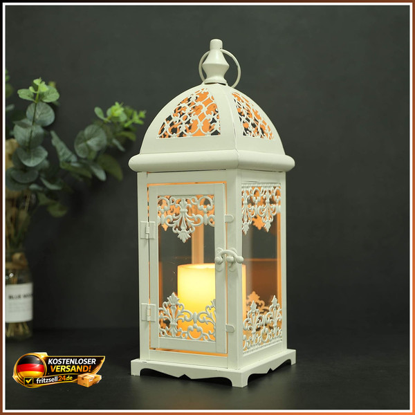 HäNgende Kerzenlaterne 38Cm Metall Glas Vintage FüR Garten Flur Party Deko-image