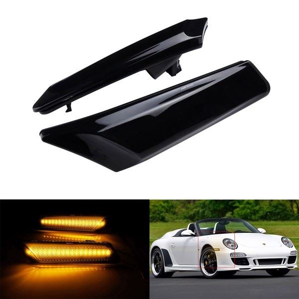 2X Schwarze Linse FüR Porsche Carrera 911 997 Boxster LED Seitenblinker Wuchte-image