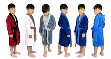 Kids 100 Terry Shawl Collar Robe Cotton Bathrobe for Girls Boys Sleepwear