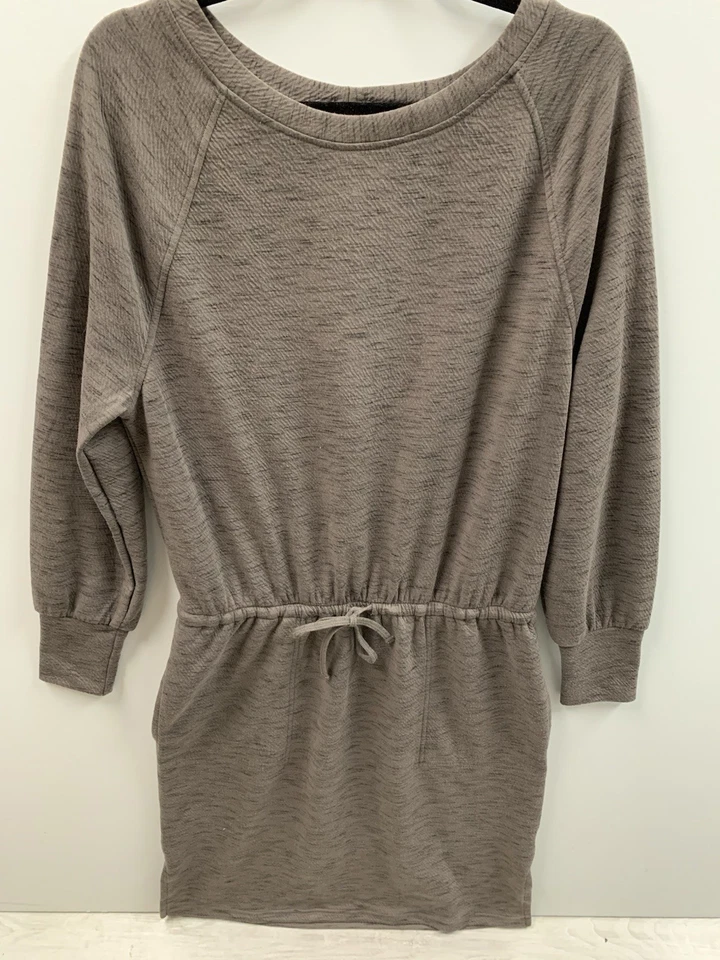 Prana Women Dress Large Brown Sunrise Pockets Long Sleeve Waist Drawstring - Image 2 of 4