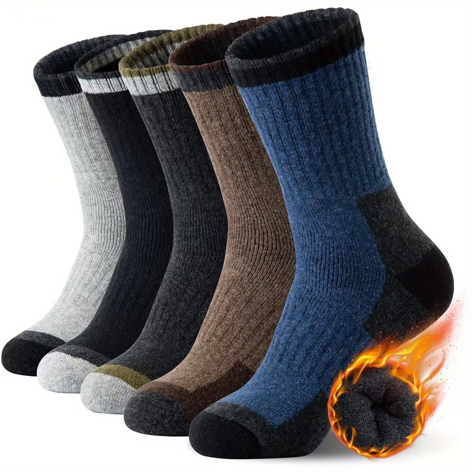 Men's socks in autumn and winter, wool socks with added fleece for warmth
Opens in a new window or t