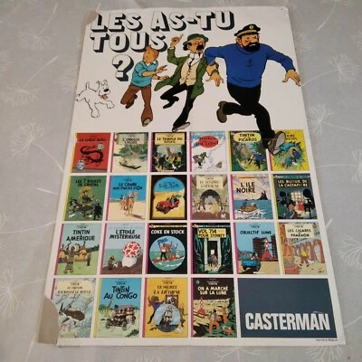 Affiche BD Tintin – 49 x 31 cm – Editions CASTERMAN – Les as-tu tous ? - Photo 1/4