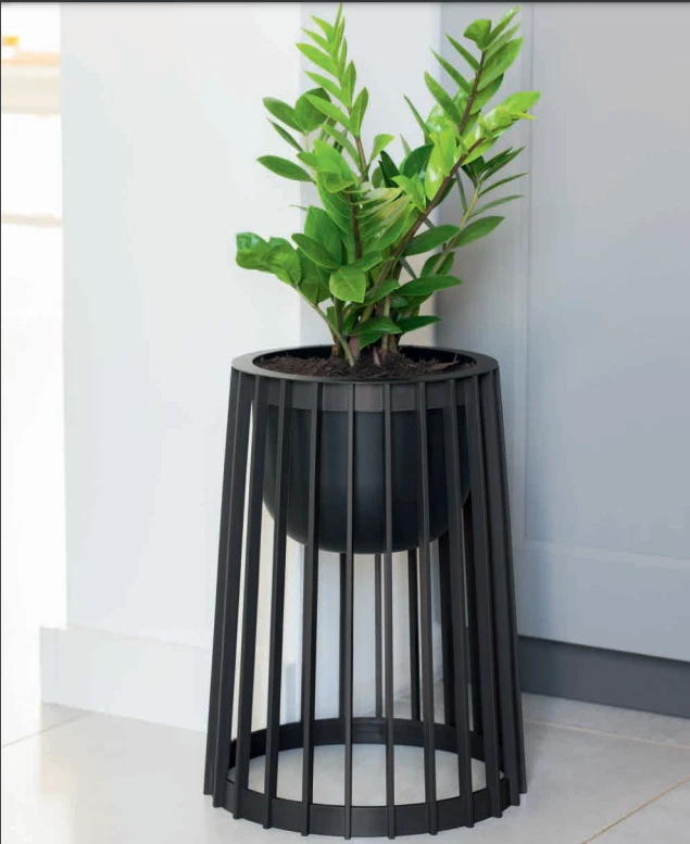Blumenkübel Rund Einsatz Blumentopf Design & Plastikständer SET XL/XXL Schwarz - Bild 3 von 4