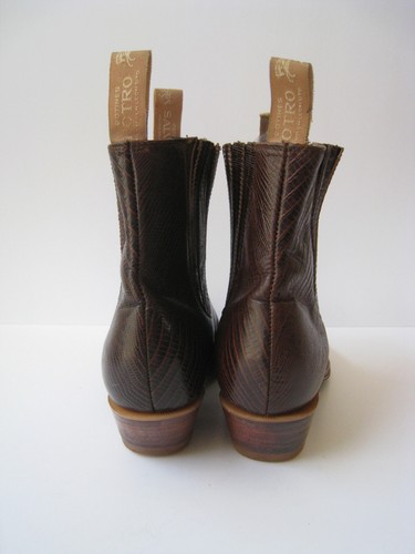 POTRO SALVAJE LIZARD PRINT BROWN LEATHER ANKLE BOOTS US 8 NICE MADE IN MEXICO - Picture 6 of 11