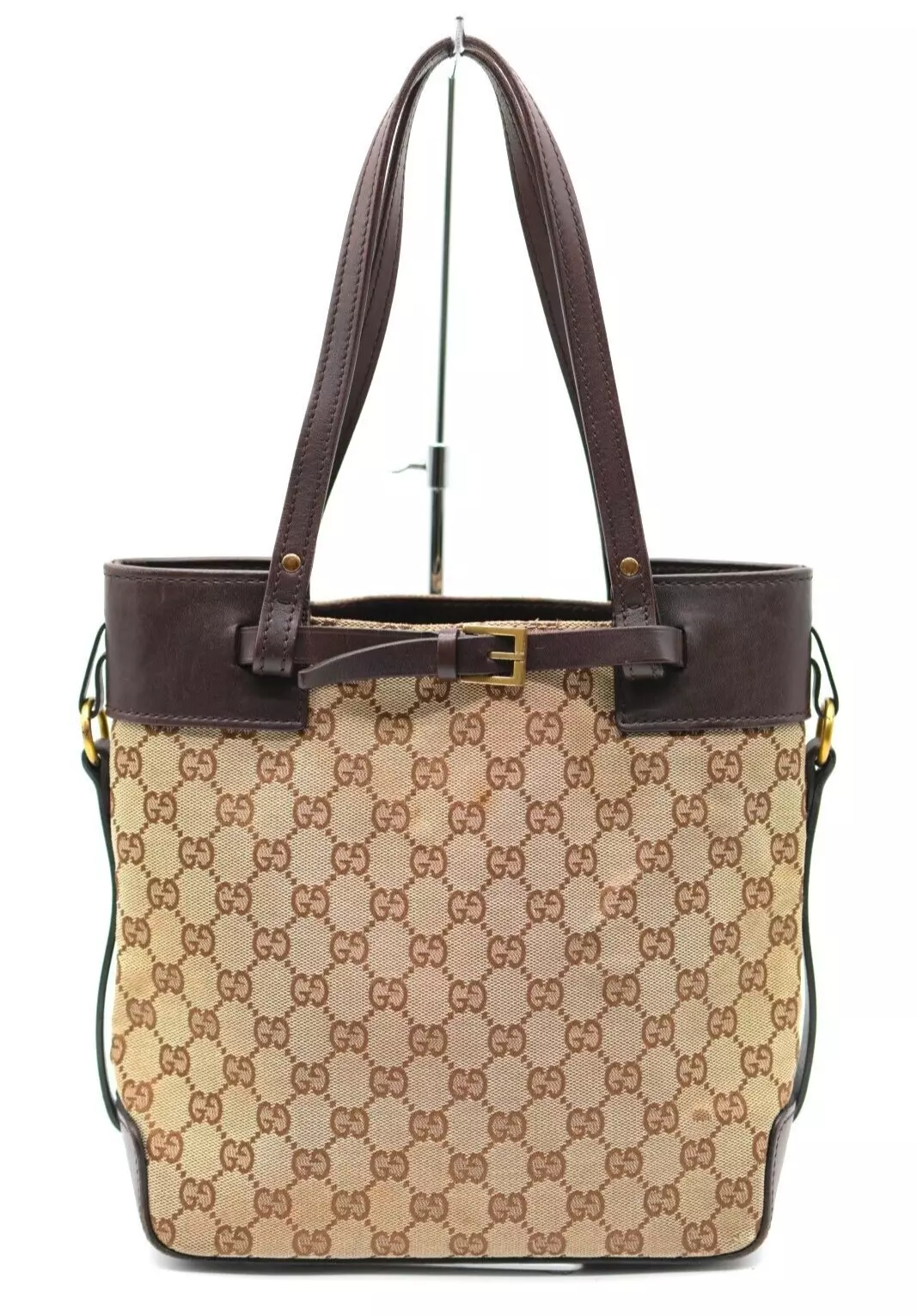 Sac fourre tout à main GUCCI GG Supreme toile beige authentique