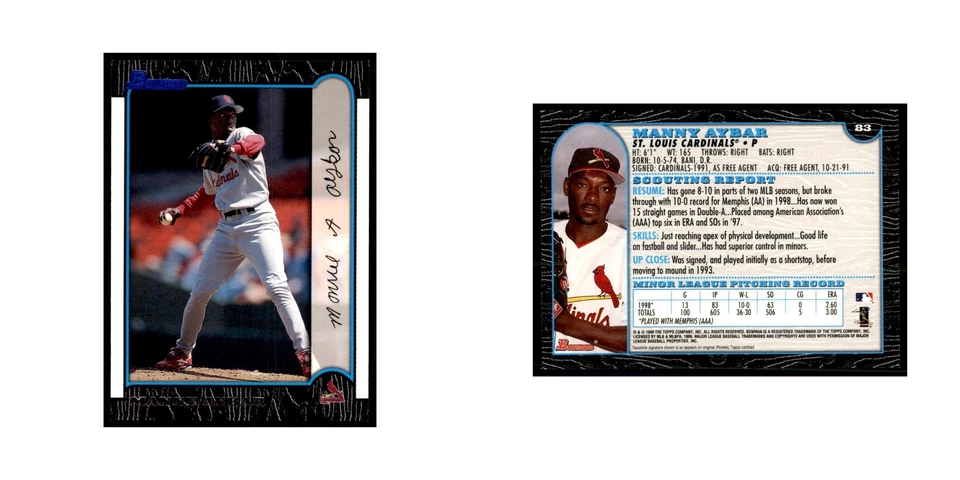 1999 Bowman Manny Aybar Baseball Cards #83 - Image 3 of 3