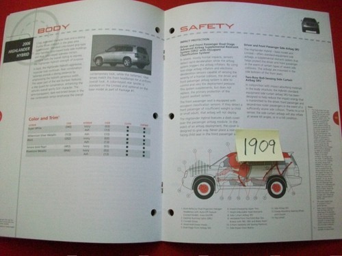TOYOTA HIGHLANDER HYBRID 06 PRODUCT KNOWLEDGE FACTORY ISSUED MECHANIC BOOKLET - Picture 3 of 5