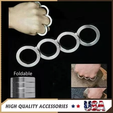 4PCS Stainless Steel Outdoor Rotatable Folding Buckle Ring for Hiking Defense