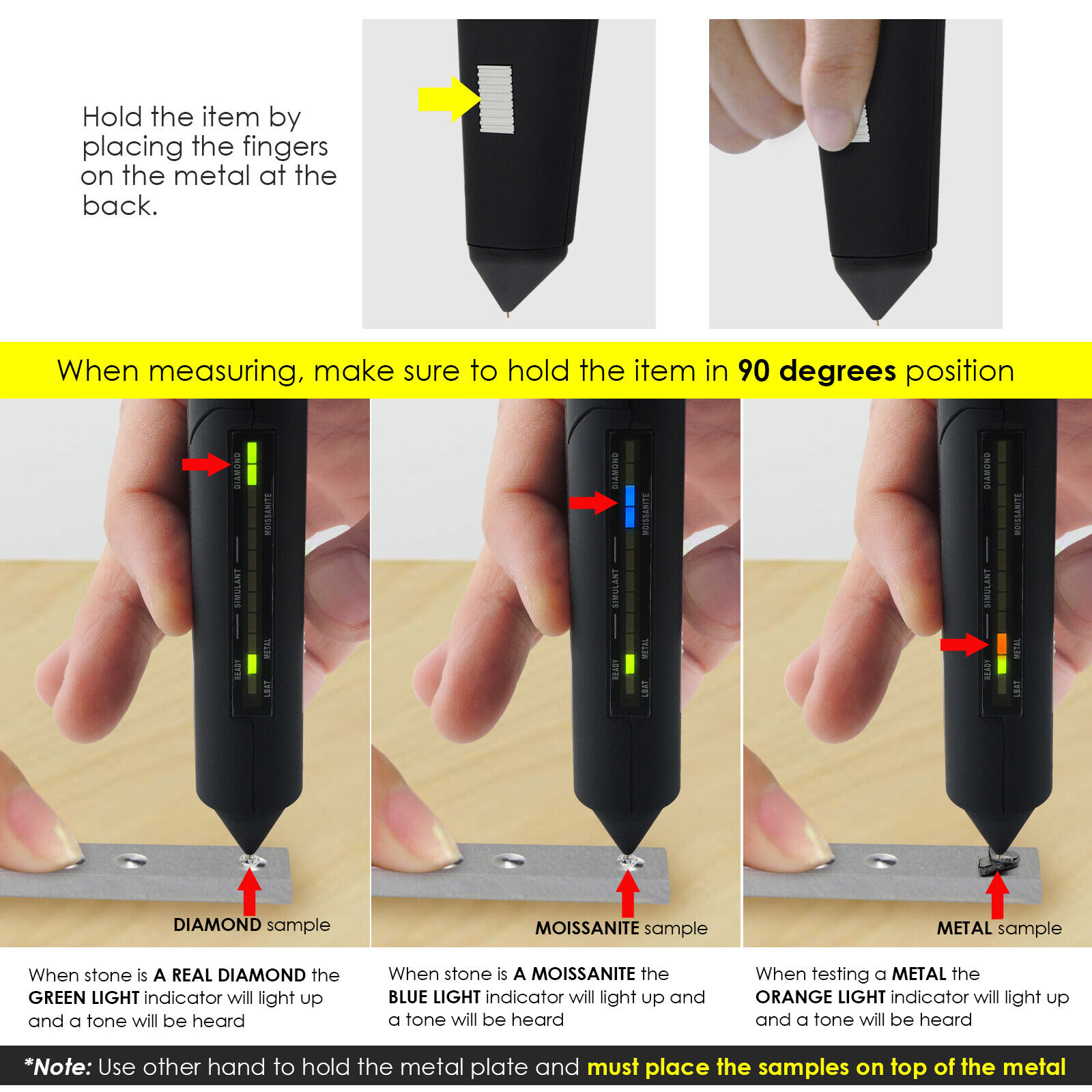 Illuminated Diamond Tester Pen Selector with UV Light Jeweller Testing Tool  2pt