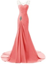 Women Satin Sleeveless Evening Party Fishtail Dress Cocktail Prom trailing (New)