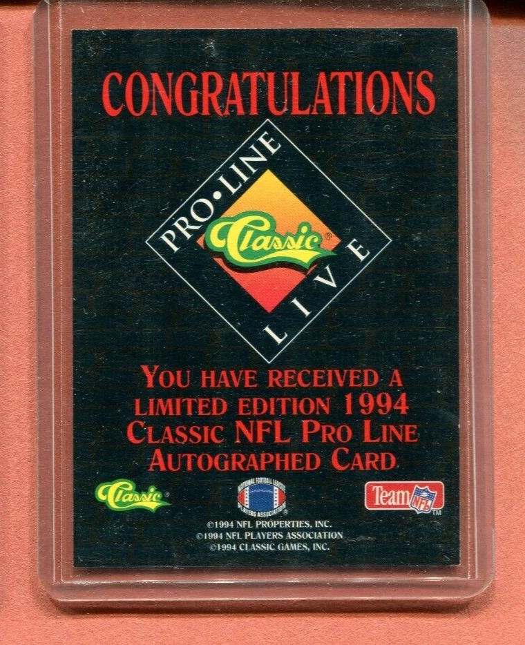 JOHN THIERRY ALCORN STATE CHICAGO BEARS 1994 CLASSIC PROLINE AUTOGRAPH CARD - Image 2 of 2