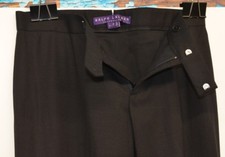 Ralph Lauren Collection Purple Lb Sz 4 Wool Blend Black Pants Trouser Cuff Lined
