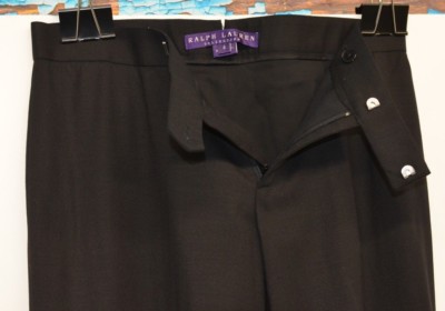 Ralph Lauren Collection Purple Lb Sz 4 Wool Blend Black Pants Trouser Cuff Lined