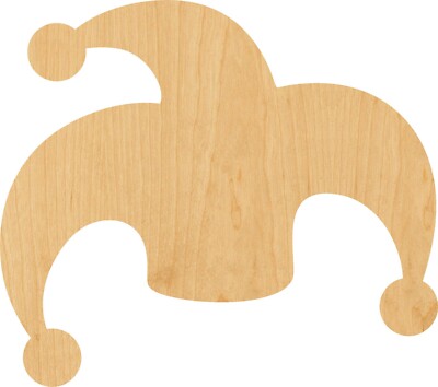Jester Hat Laser Cut Out Wood Shape Craft Supply - Woodcraft Cutout
