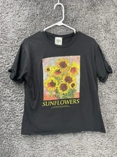 Dirtee Laundry Sunflower T-Shirt Women's Large Black Graphic Short Sleeve Tee