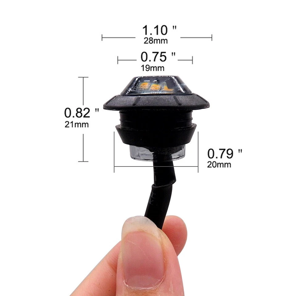 20x Smoked Amber 3/4" Bullet Round LED Side Marker Lights For Trailer Truck RV - Image 2 of 4