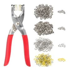 200Set Metal Snap Button Kit 9.5mm Hollow Prong Snap Button Tool Yellow