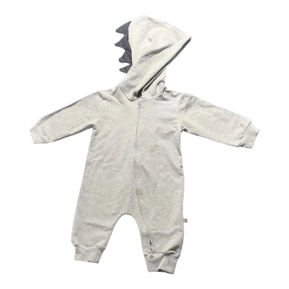 Costume dinosauro penisola bambino unisex 90 2T tuta intera zip grigio nuovo con etichette - Immagine 3 di 4