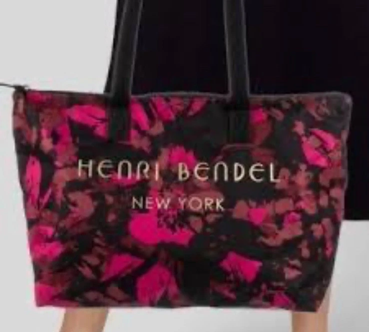 HENRI BENDEL Nylon EDICIÓN LIMITADA CAMUFLAJE FLORAL BOLSO NEGRO/Fucsia XL Foto 4 de 4