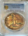 1987 PCGS MS 67 Monster Toned American Silver Eagle No Reserve
