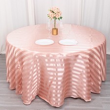 120" DUSTY ROSE Stripes Satin Round Tablecloth Wedding Party Table Linens Events