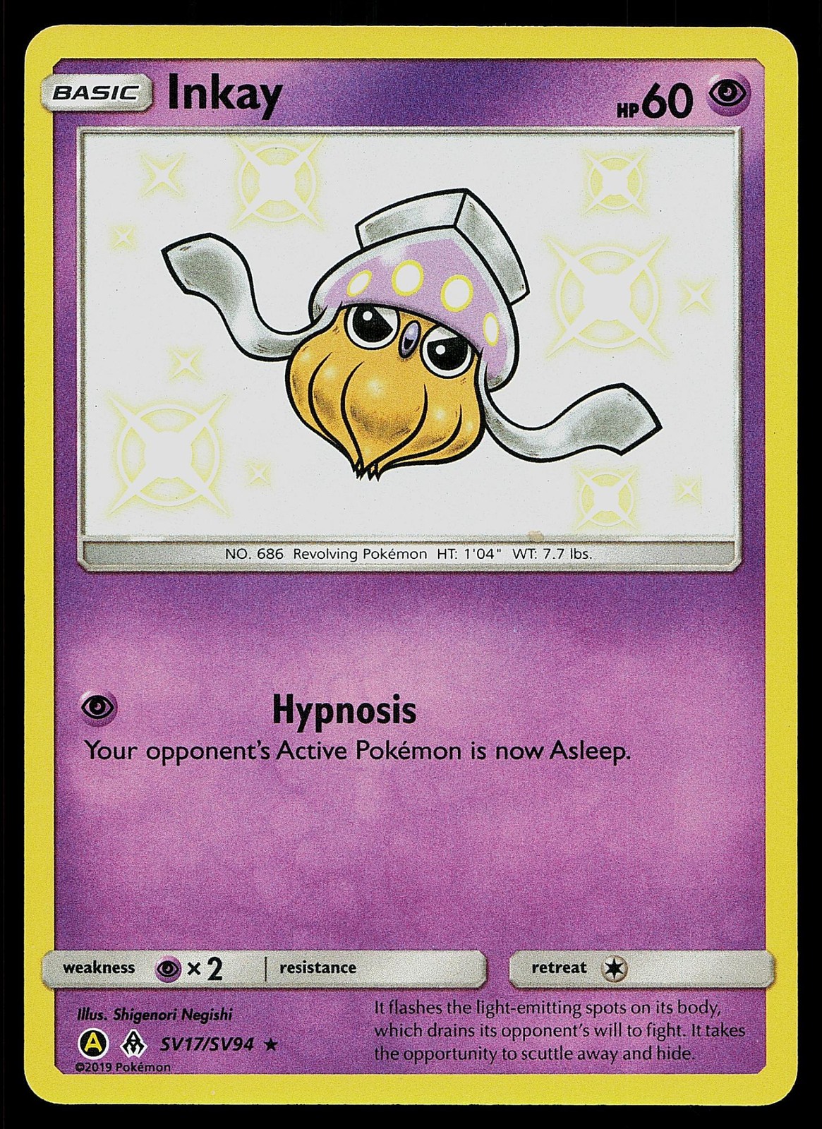 Pokemon Card Hidden Fates Shiny Vault Inkay SV17/SV94 Shiny