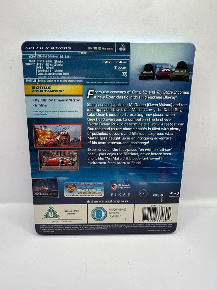 Cars 2 Blu Ray Steelbook - Disney Region Free - Image 2 of 4