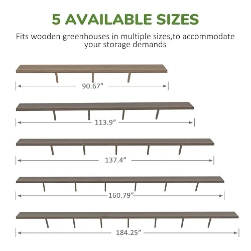 Shelf Suitable for 8x14FT Wood Greenhouse, 161" Wooden Storage Kit Fit Multiple - Image 2 of 4