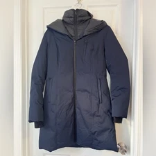 Soia & Kyo Christy navy blue hooded down puffer coat jacket size M