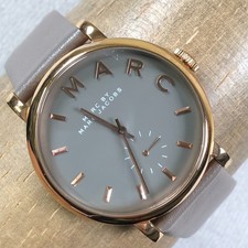 Marc Jacobs Women MBM1266 Dress Gray Leather Quartz Analog 36mm Watch 7 1/2"