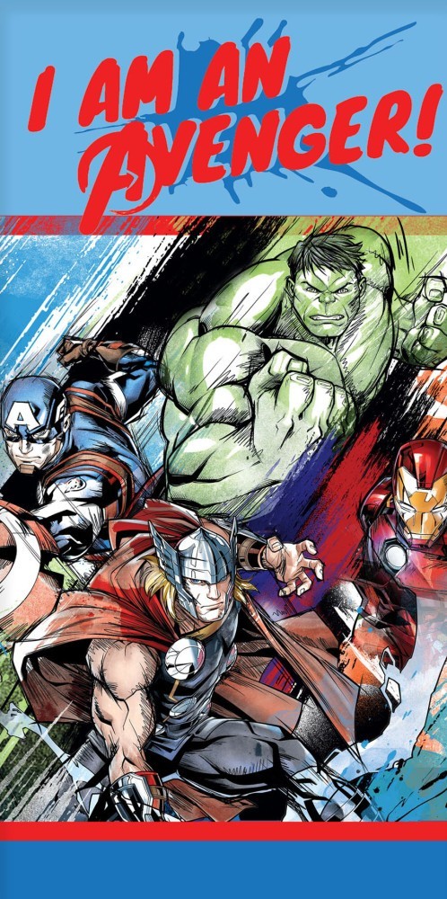 Marvel Avengers Beach Bath Towel 70 x 140 cm 100% COTTON Hulk Cap Iron Man Thor