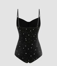 Cider Celestial Bodysuit Size Large Velvet Sweetheart Star Cami Clubbing New NWT