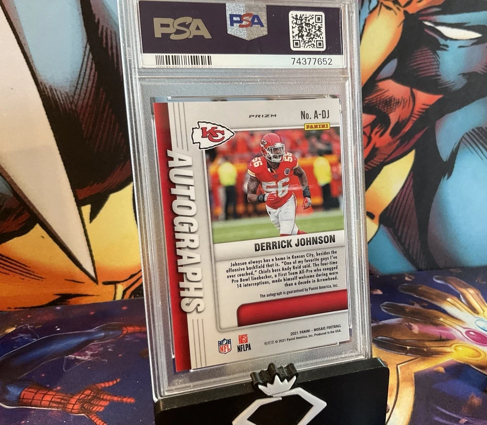 🔥2021 Mosiac Autographs-Mosiac Prizm Derrick Johnson Psa 8 🔥Chiefs - Image 2 of 4