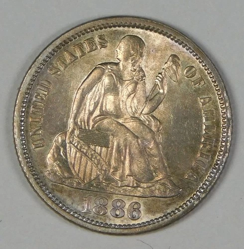 1886 10c BU Seated Liberty Silver Dime Coin